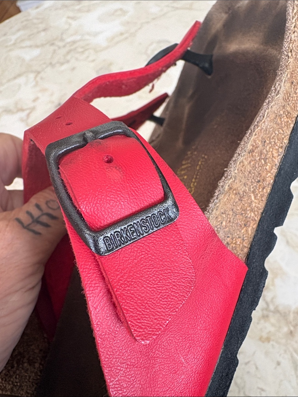 Birkenstock Gizeh Birko-Flor Red Sandals - Picture 13 of 15